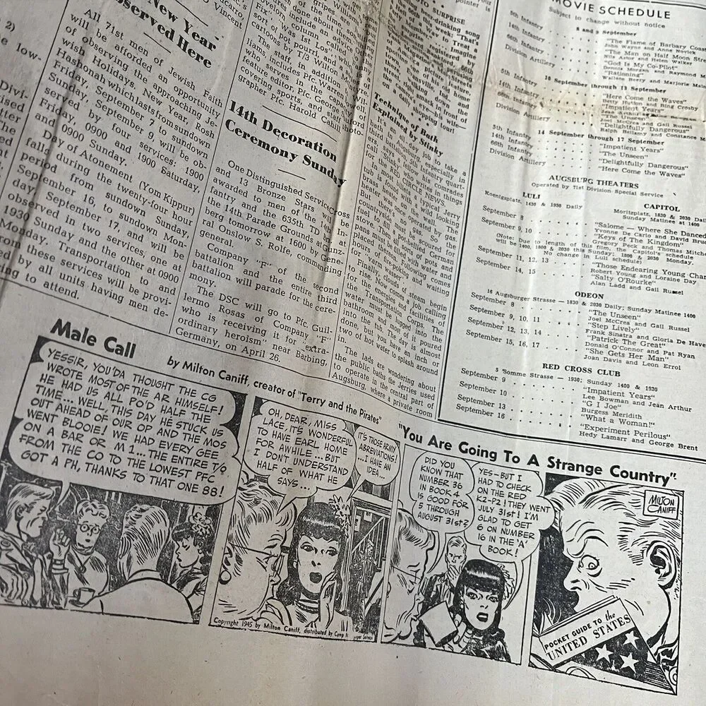 Vintage WWII Red Circle News 71st Newspaper Milton Caniff Comic Sept. 8, 1945